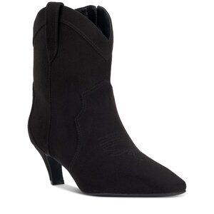 Womens Black Suede Pointed Toe Western Ankle Boots By INC